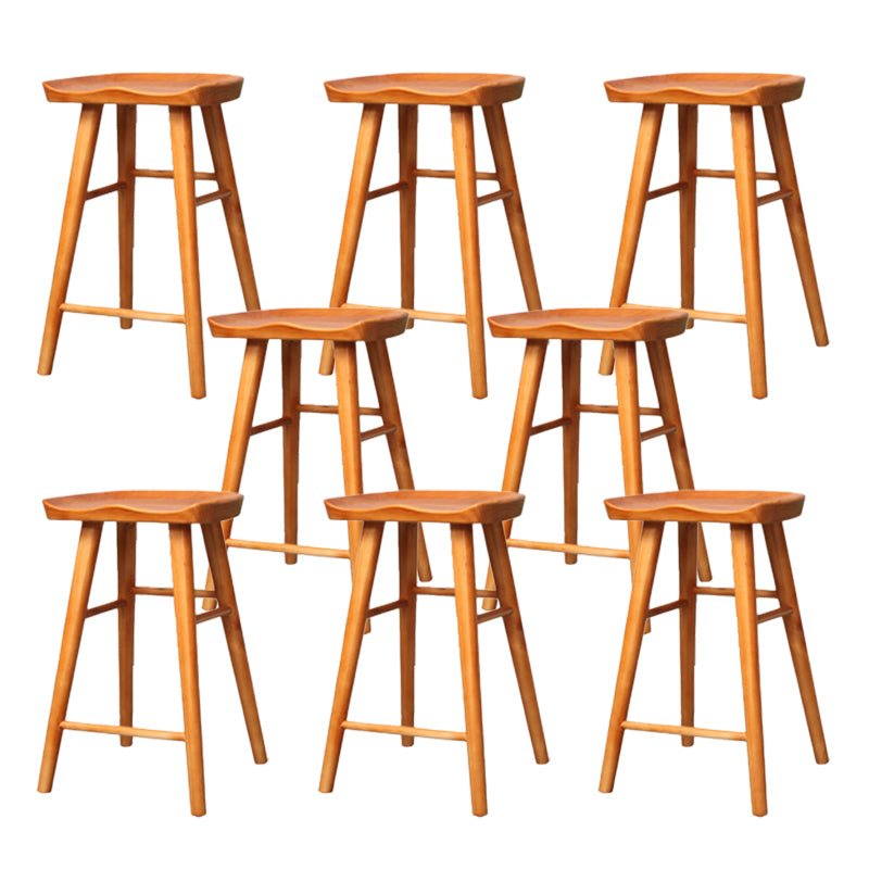 Industrial Armless Backless Counter Stool Wood Bar Stool with Pedal for Cafe