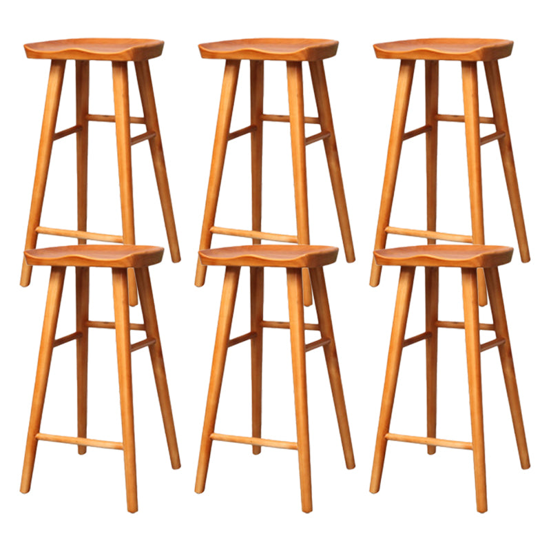 Industrial Armless Backless Counter Stool Wood Bar Stool with Pedal for Cafe