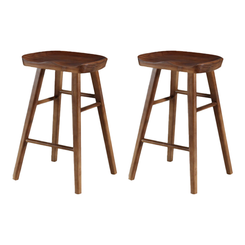 Industrial Armless Backless Counter Stool Wood Bar Stool with Pedal for Cafe