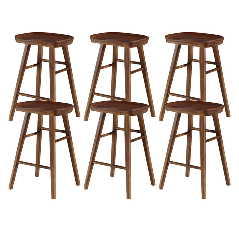 Industrial Armless Backless Counter Stool Wood Bar Stool with Pedal for Cafe