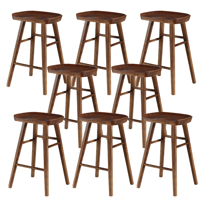 Industrial Armless Backless Counter Stool Wood Bar Stool with Pedal for Cafe