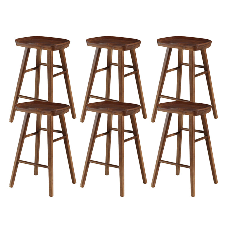 Industrial Armless Backless Counter Stool Wood Bar Stool with Pedal for Cafe