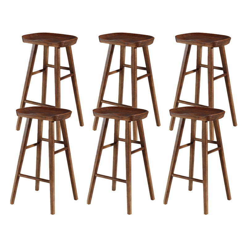 Industrial Armless Backless Counter Stool Wood Bar Stool with Pedal for Cafe
