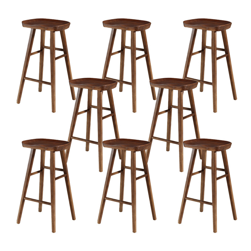 Industrial Armless Backless Counter Stool Wood Bar Stool with Pedal for Cafe