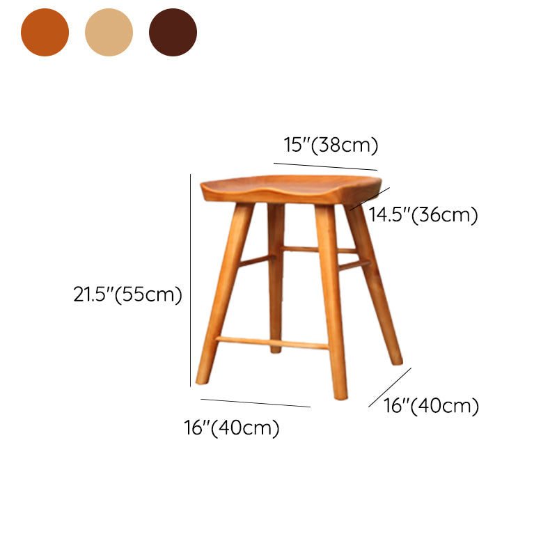 Industrial Armless Backless Counter Stool Wood Bar Stool with Pedal for Cafe