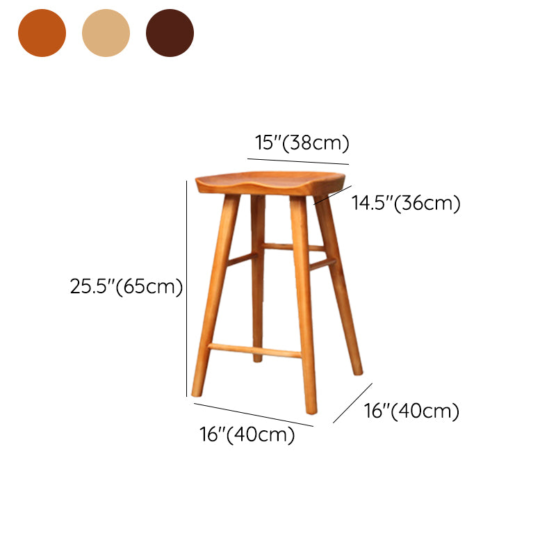 Industrial Armless Backless Counter Stool Wood Bar Stool with Pedal for Cafe