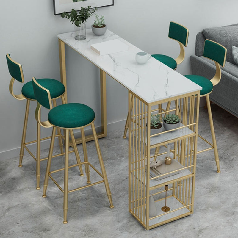 Glam Backrest Bar Stool Gold Metal Dining Stool with Cushion
