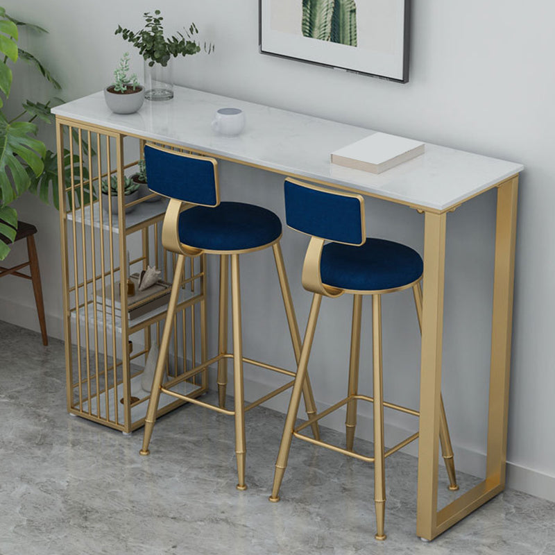 Glam Backrest Bar Stool Gold Metal Dining Stool with Cushion