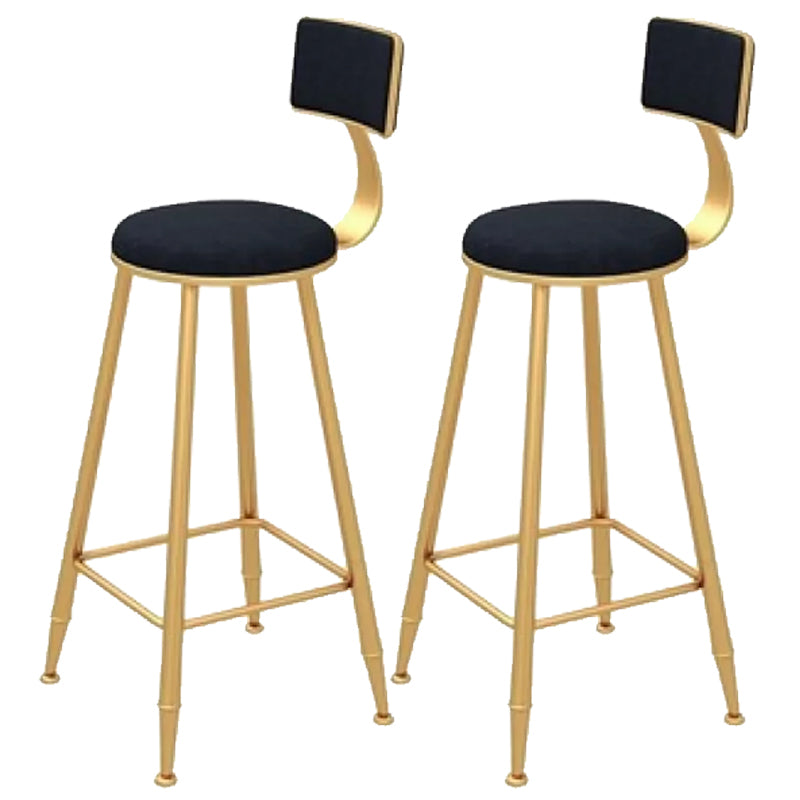 Glam Backrest Bar Stool Gold Metal Dining Stool with Cushion