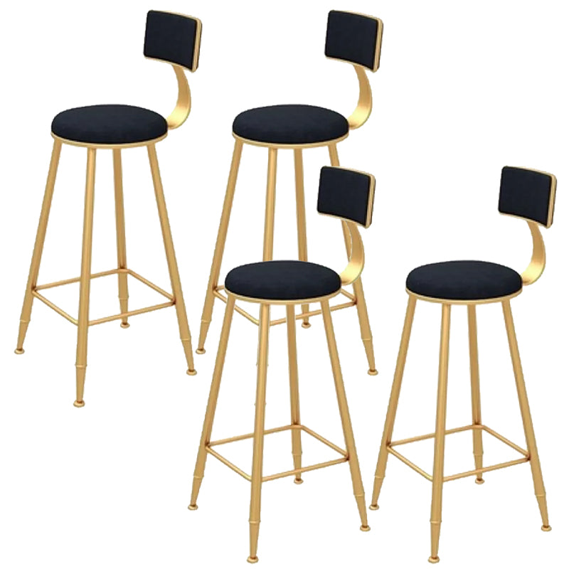 Glam Backrest Bar Stool Gold Metal Dining Stool with Cushion