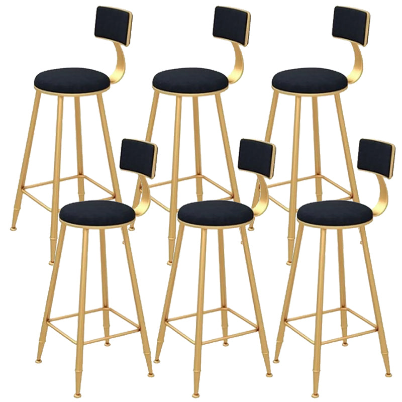 Glam Backrest Bar Stool Gold Metal Dining Stool with Cushion