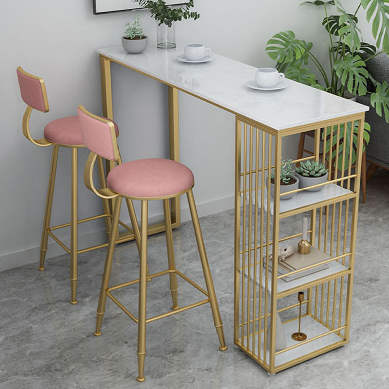 Glam Backrest Bar Stool Gold Metal Dining Stool with Cushion