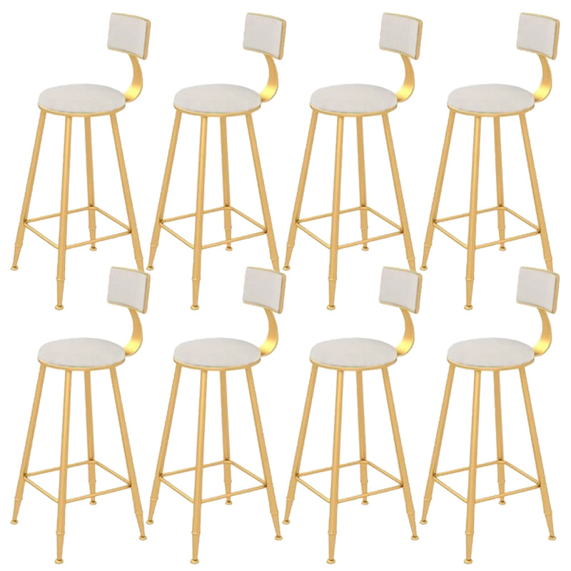 Glam Backrest Bar Stool Gold Metal Dining Stool with Cushion