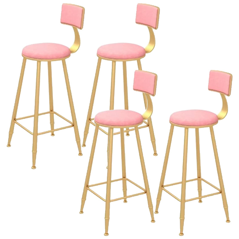 Glam Backrest Bar Stool Gold Metal Dining Stool with Cushion