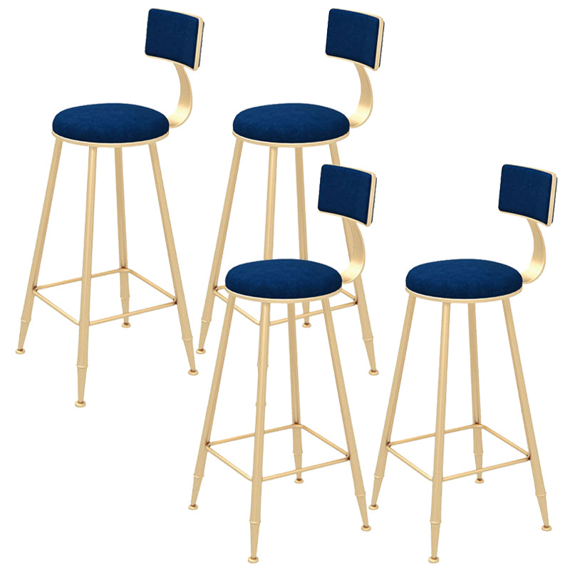 Glam Backrest Bar Stool Gold Metal Dining Stool with Cushion