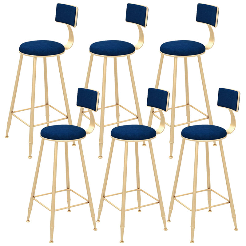 Glam Backrest Bar Stool Gold Metal Dining Stool with Cushion