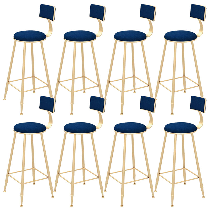 Glam Backrest Bar Stool Gold Metal Dining Stool with Cushion
