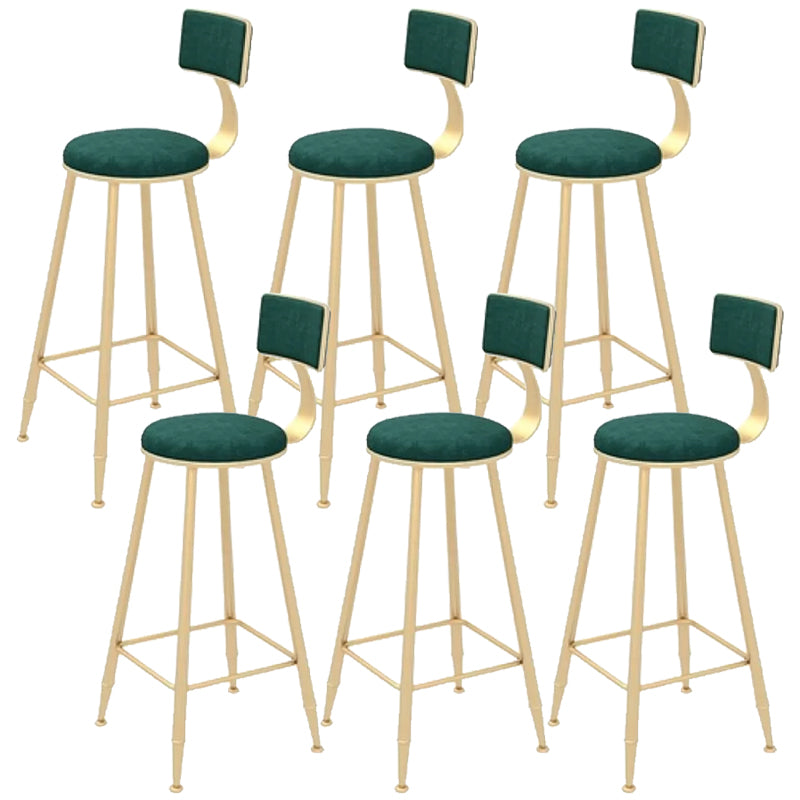 Glam Backrest Bar Stool Gold Metal Dining Stool with Cushion