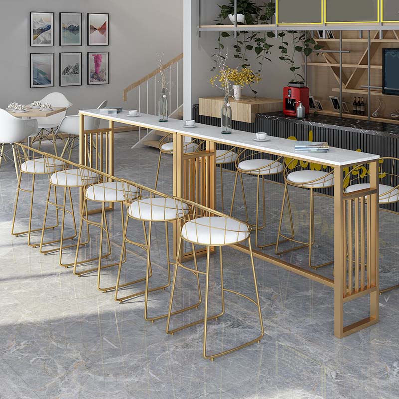 Industrial Metal Bar Stools Armless Backrest Barstool with Cushion