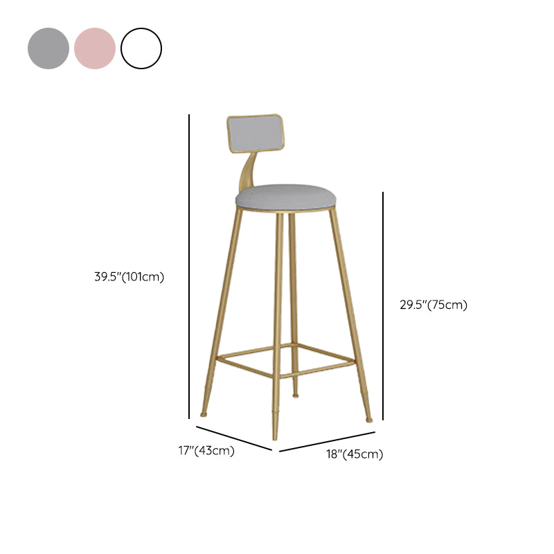Industrial Metal Bar Stools Armless Backrest Barstool with Cushion