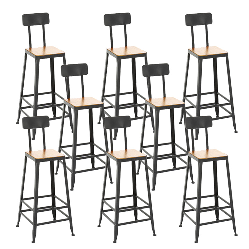 Contemporary Armless Bar Stools Solid Wood Barstool with Footrest
