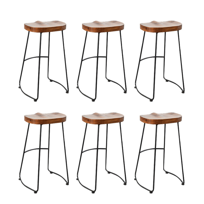 Contemporary Armless Bar Stools Solid Wood Barstool with Footrest