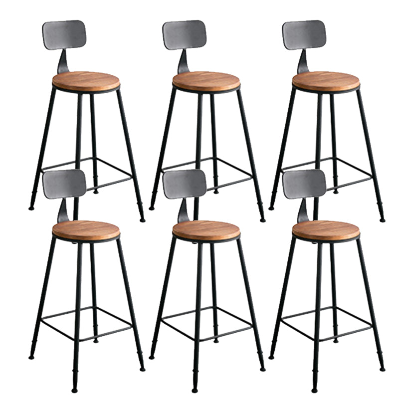 Contemporary Armless Bar Stools Solid Wood Barstool with Footrest