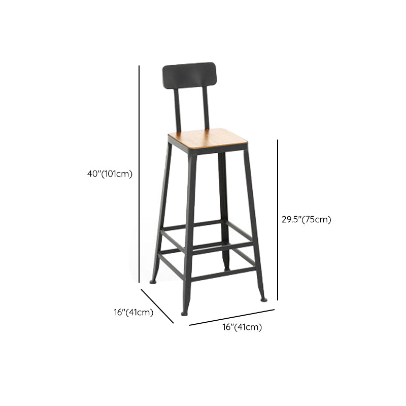 Contemporary Armless Bar Stools Solid Wood Barstool with Footrest