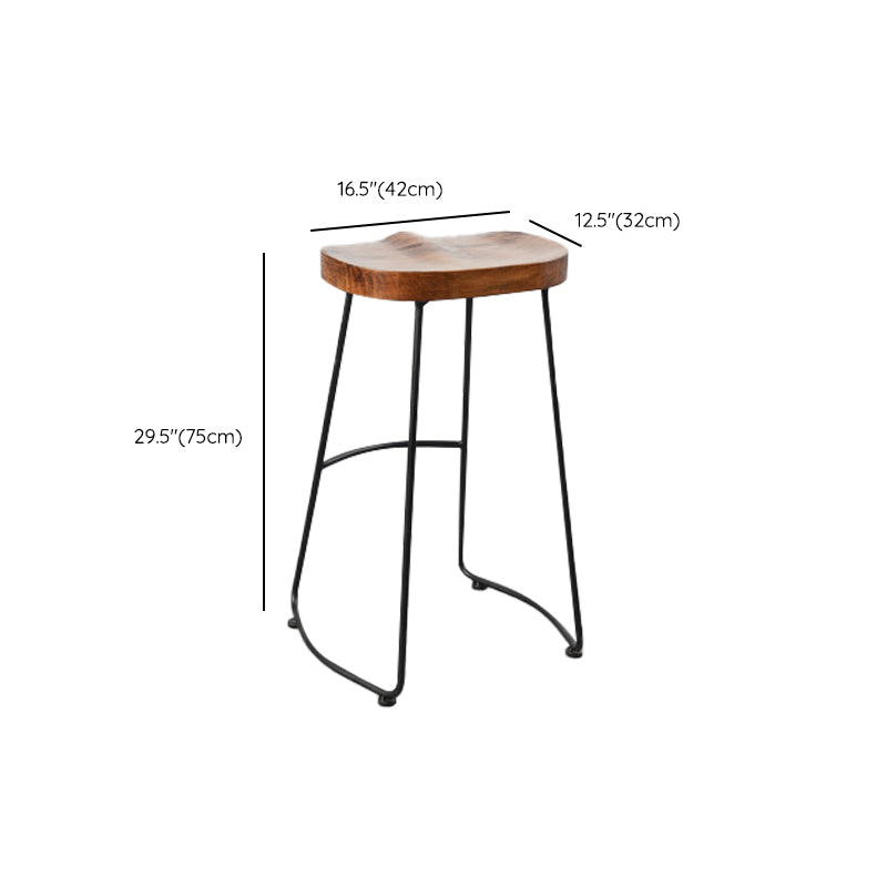 Contemporary Armless Bar Stools Solid Wood Barstool with Footrest
