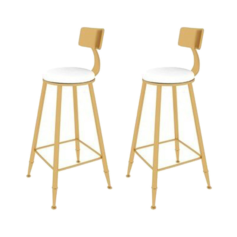 Glam Cushion Bar Stool Backrest Barstool with Gold Metal Legs