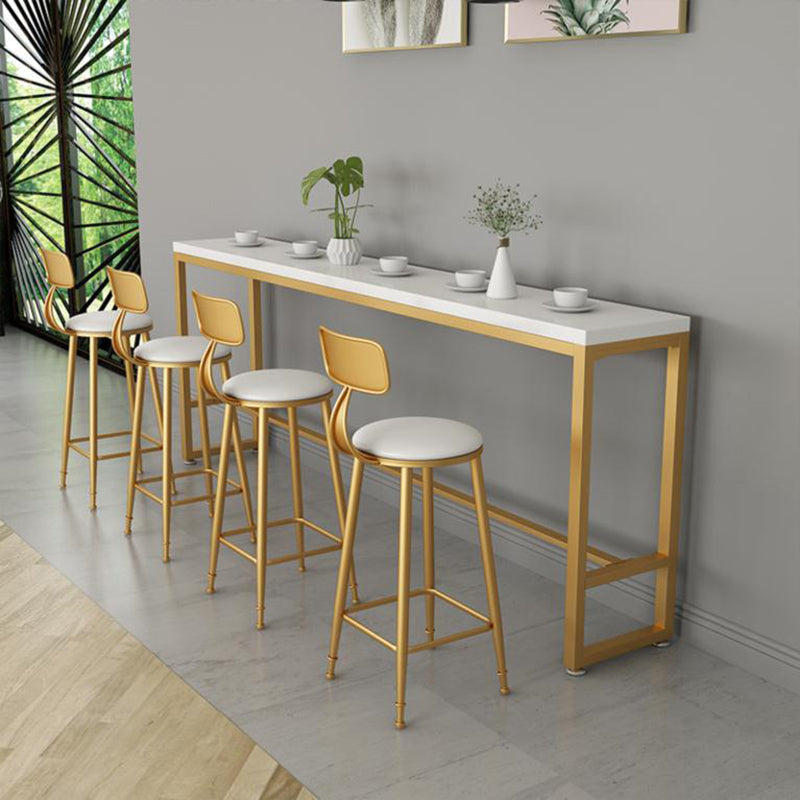 Glam Cushion Bar Stool Backrest Barstool with Gold Metal Legs