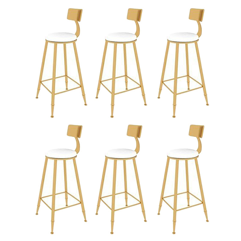 Glam Cushion Bar Stool Backrest Barstool with Gold Metal Legs