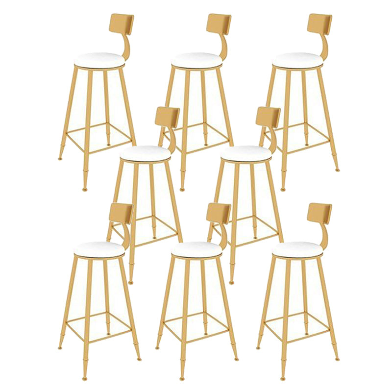 Glam Cushion Bar Stool Backrest Barstool with Gold Metal Legs