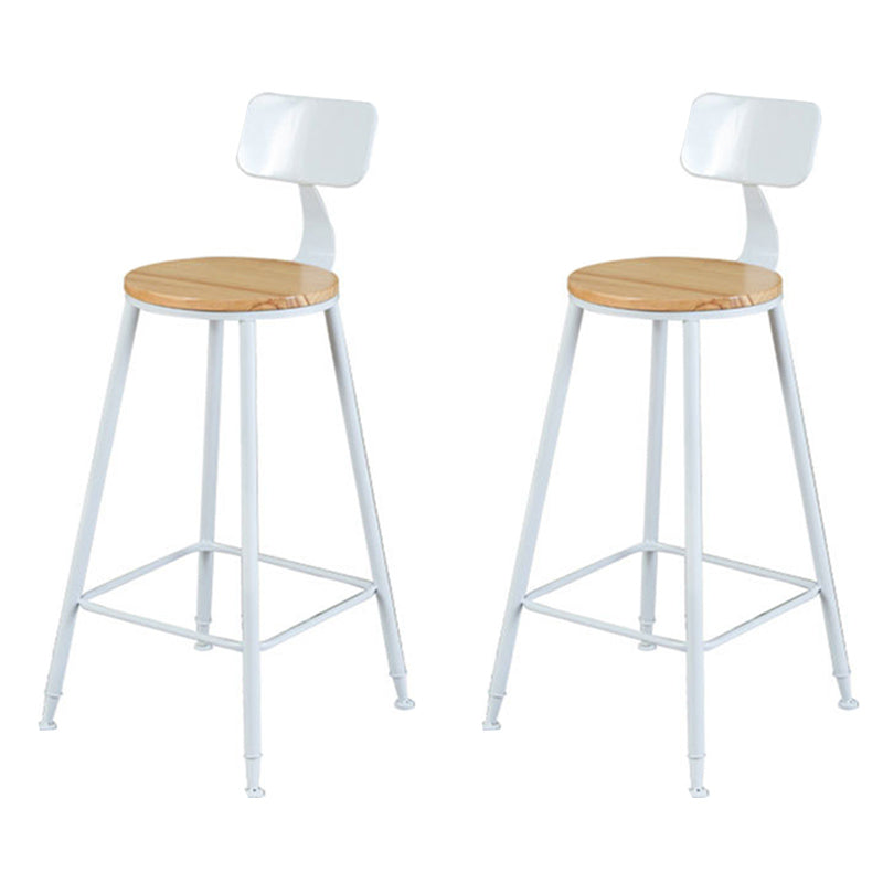 Contemporary Bar Stool Solid Wood Barstool with White Metal Legs