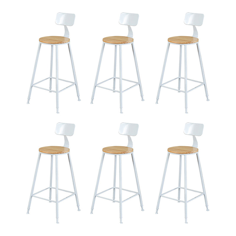 Contemporary Bar Stool Solid Wood Barstool with White Metal Legs