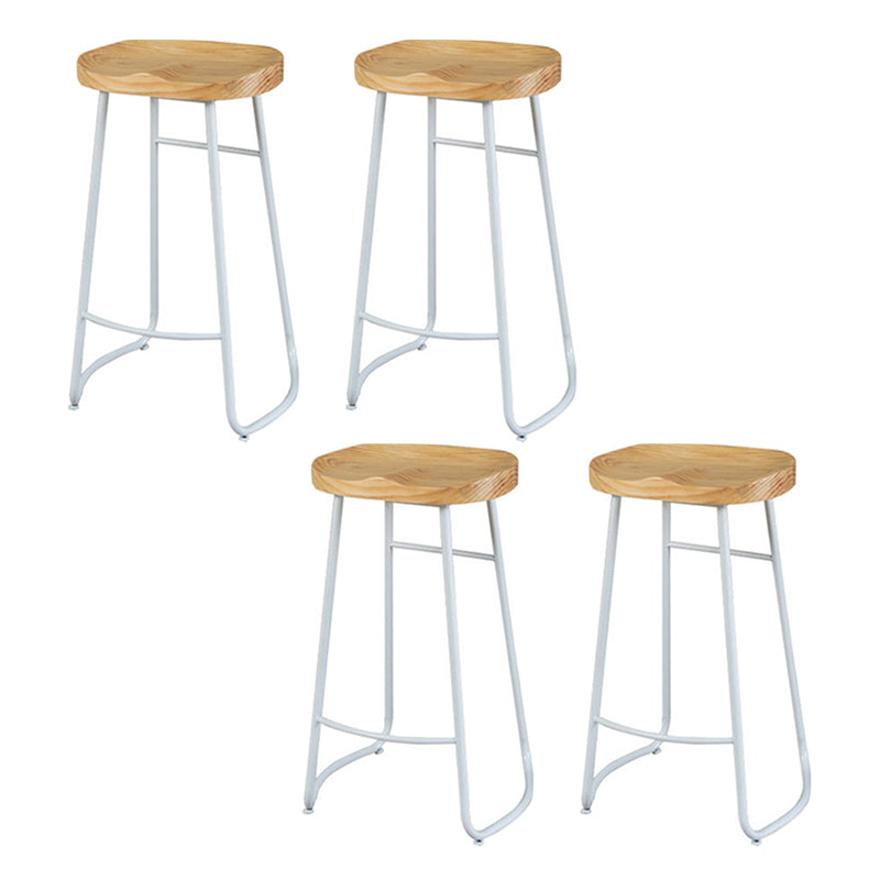 Contemporary Bar Stool Solid Wood Barstool with White Metal Legs