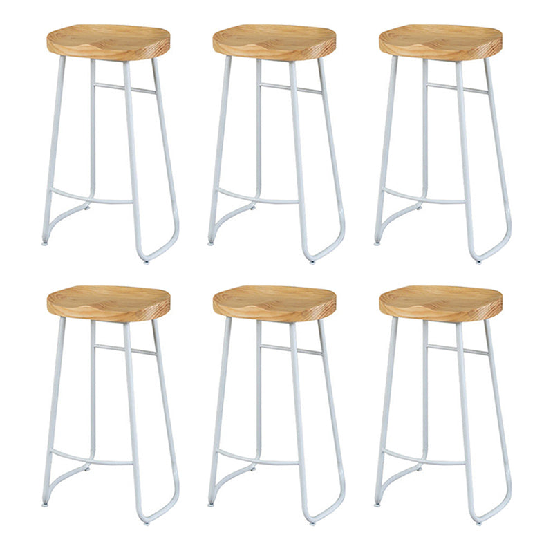 Contemporary Bar Stool Solid Wood Barstool with White Metal Legs