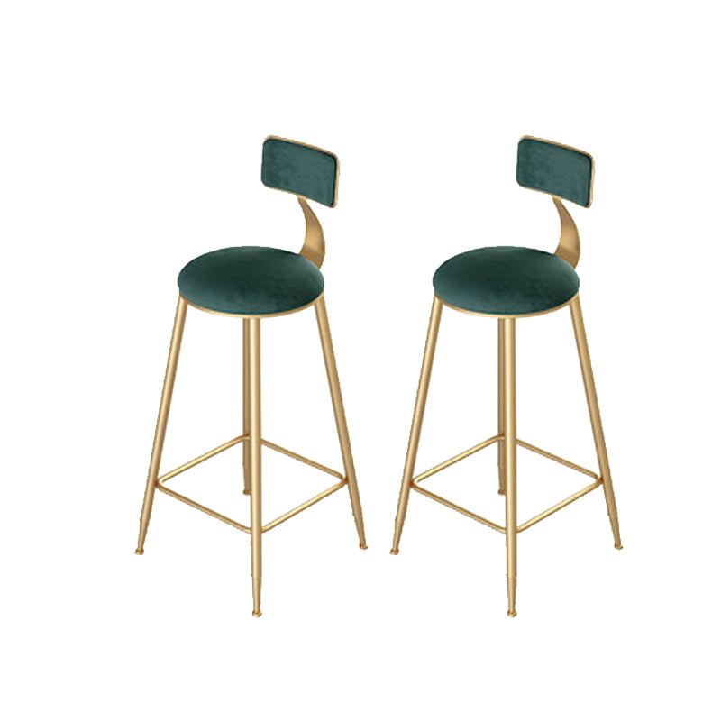 Green Cushion Bar Stools Armless Barstool with Gold Metal Legs