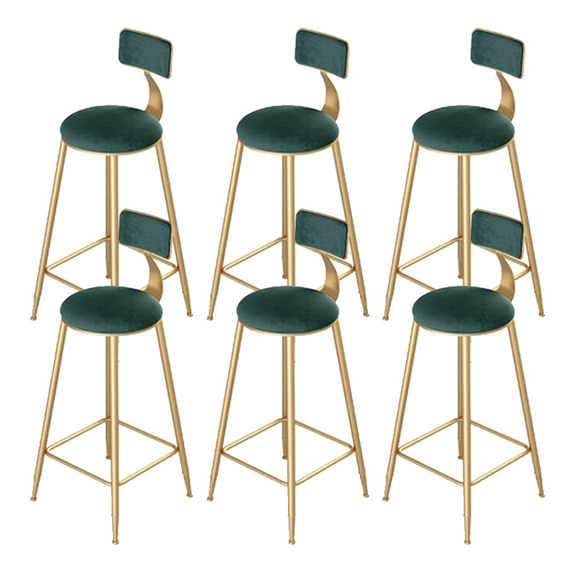 Green Cushion Bar Stools Armless Barstool with Gold Metal Legs