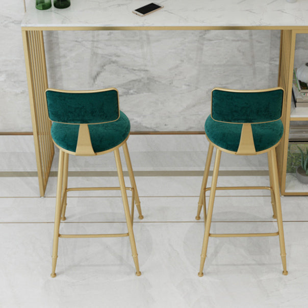 Green Cushion Bar Stools Armless Barstool with Gold Metal Legs
