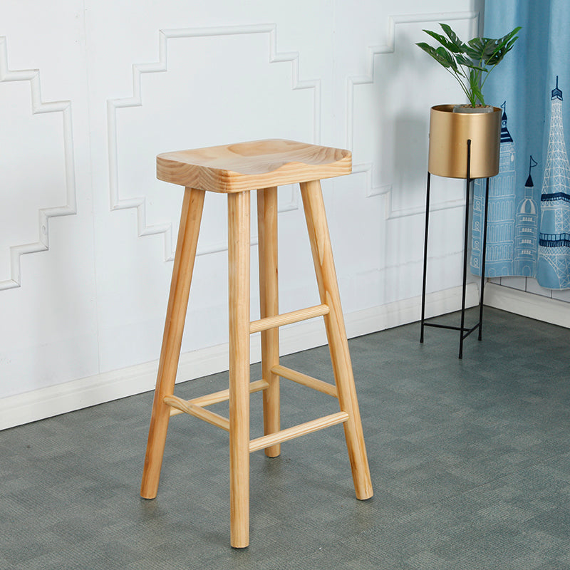 Industrial Solid Wood Bar Stool Backless Counter Stool for Indoor