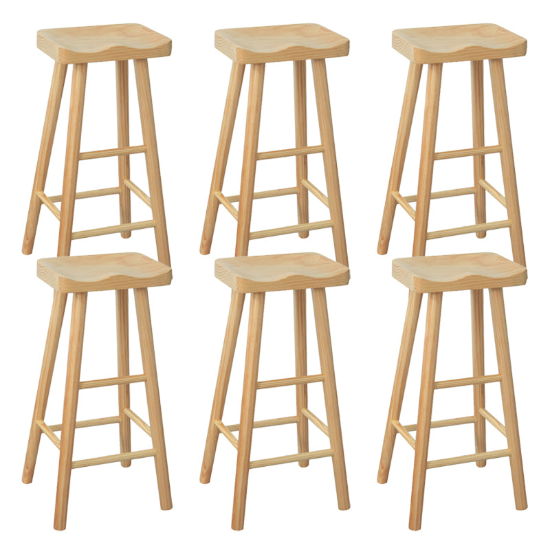 Industrial Solid Wood Bar Stool Backless Counter Stool for Indoor