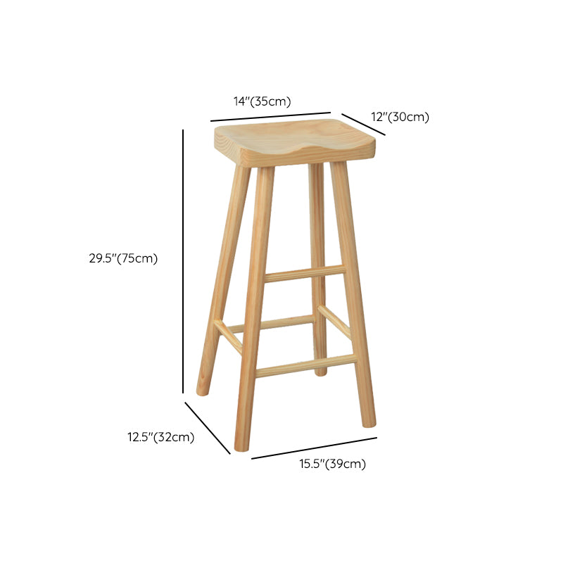 Industrial Solid Wood Bar Stool Backless Counter Stool for Indoor