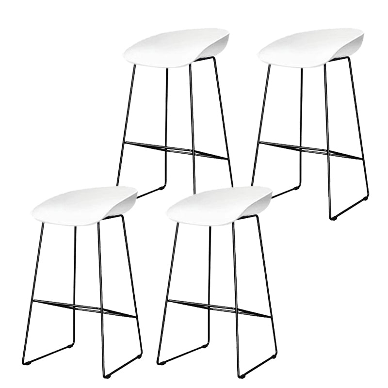 Plastic Armless Barstools Industrial Bar Stools with Metal Legs