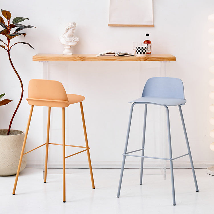 Indoor Glam Armless Low Back Bar Stool Plastic Stool with Steel Legs