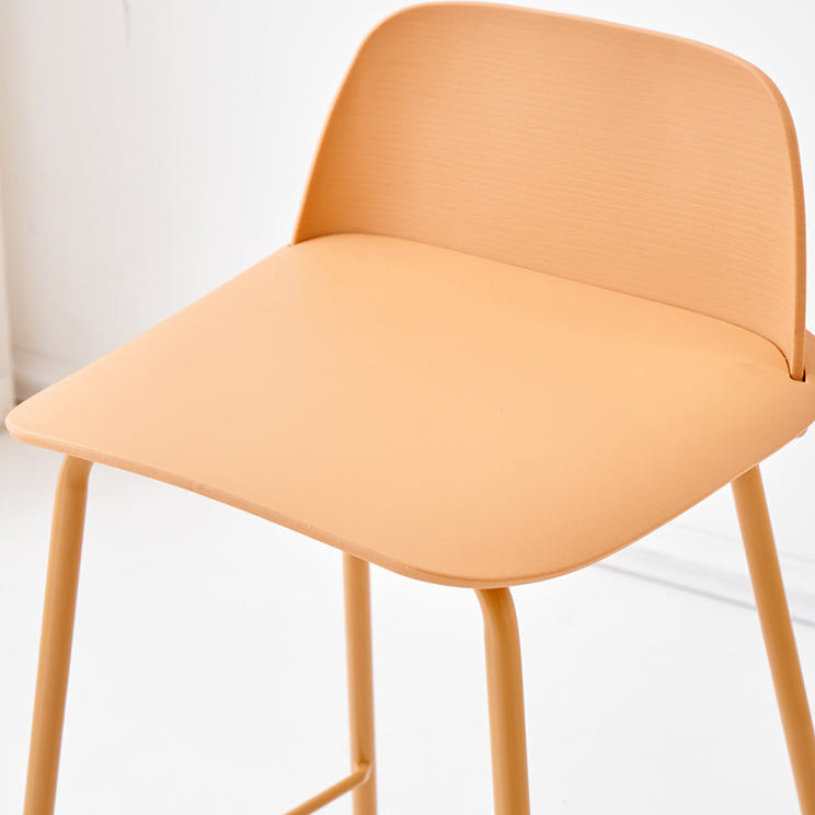 Indoor Glam Armless Low Back Bar Stool Plastic Stool with Steel Legs