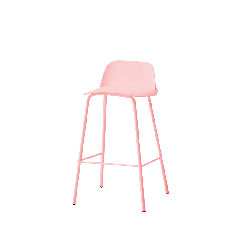 Indoor Glam Armless Low Back Bar Stool Plastic Stool with Steel Legs