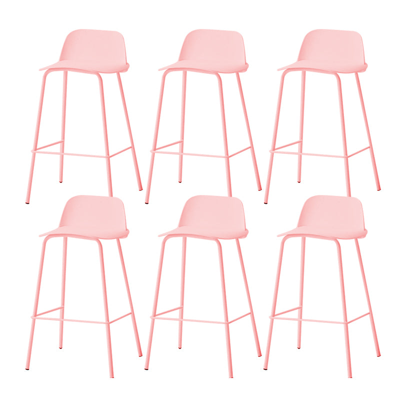 Indoor Glam Armless Low Back Bar Stool Plastic Stool with Steel Legs