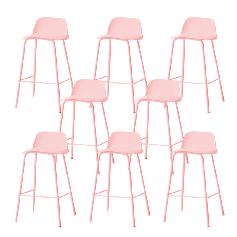 Indoor Glam Armless Low Back Bar Stool Plastic Stool with Steel Legs