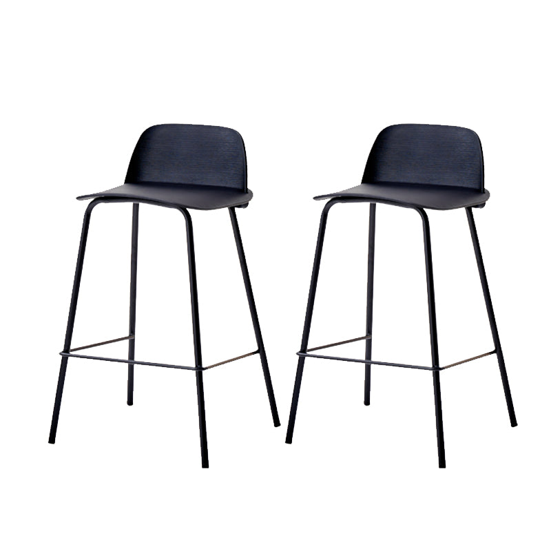 Indoor Glam Armless Low Back Bar Stool Plastic Stool with Steel Legs